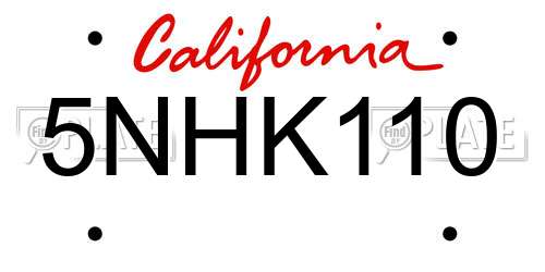5NHK110 California License Plate