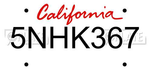 5NHK367 California License Plate