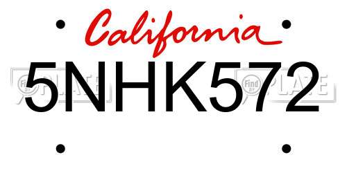 5NHK572 California License Plate