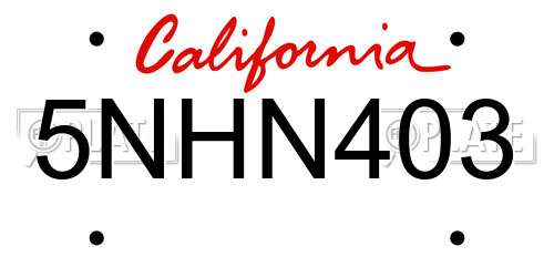 5NHN403 California License Plate