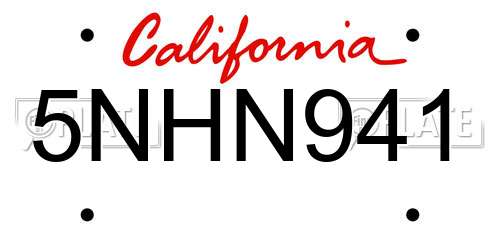 5NHN941 California License Plate