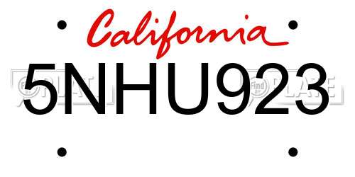 5NHU923 California License Plate
