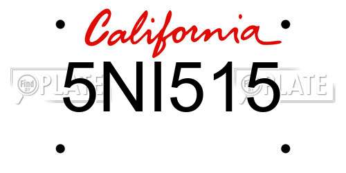 5NI515 California License Plate