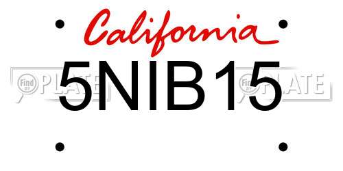 5NIB15 California License Plate