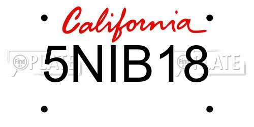 5NIB18 California License Plate