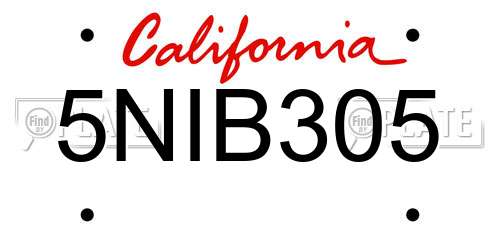5NIB305 California License Plate