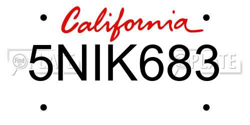 5NIK683 California License Plate