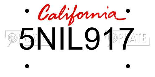5NIL917 California License Plate