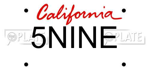 5NINE California License Plate