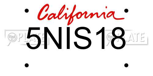 5NIS18 California License Plate