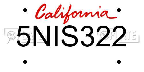 5NIS322 California License Plate