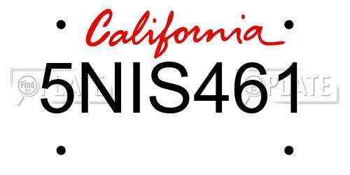 5NIS461 California License Plate