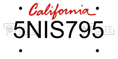 5NIS795 California License Plate