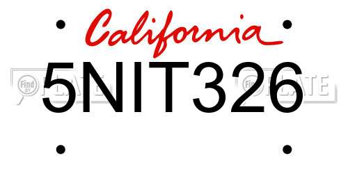 5NIT326 California License Plate