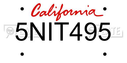 5NIT495 California License Plate