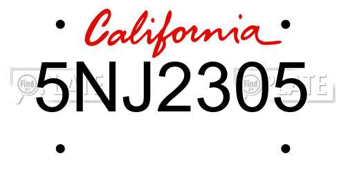 5NJ2305 California License Plate