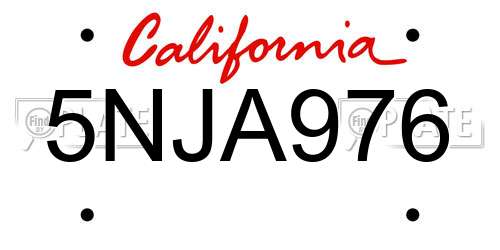 5NJA976 California License Plate