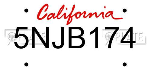 5NJB174 California License Plate