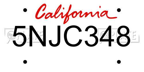 5NJC348 California License Plate