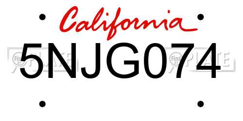 5NJG074 California License Plate