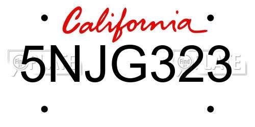 5NJG323 California License Plate