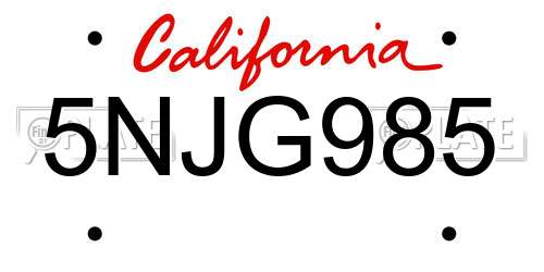 5NJG985 California License Plate