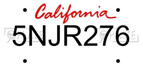 5NJR276 California License Plate