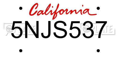 5NJS537 California License Plate