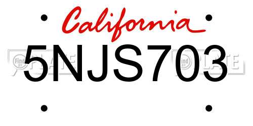 5NJS703 California License Plate