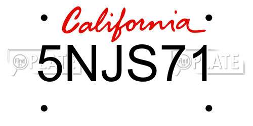 5NJS71 California License Plate