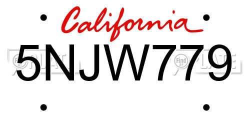 5NJW779 California License Plate