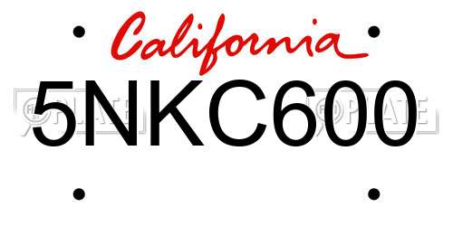 5NKC600 California License Plate