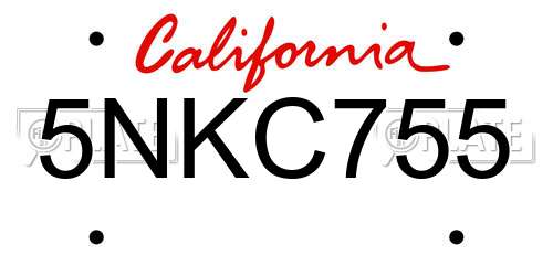 5NKC755 California License Plate