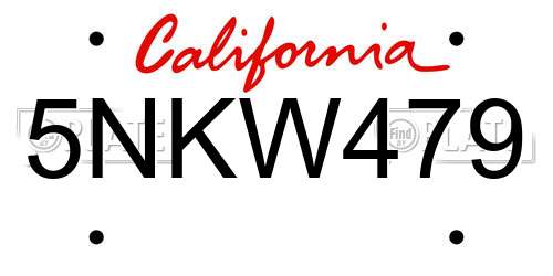 5NKW479 California License Plate