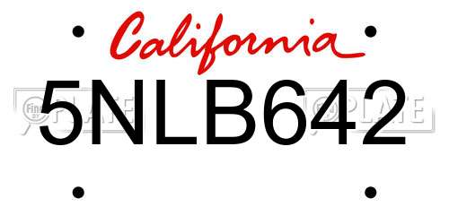 5NLB642 California License Plate