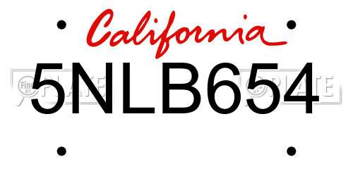 5NLB654 California License Plate