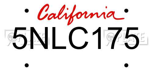 5NLC175 California License Plate