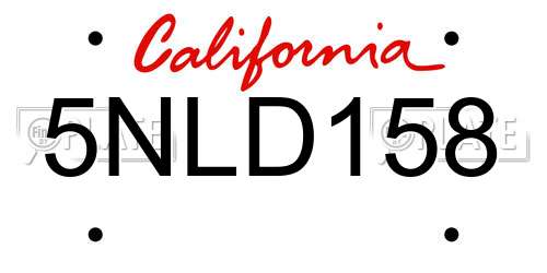 5NLD158 California License Plate