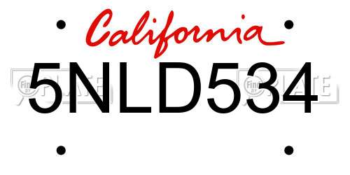 5NLD534 California License Plate