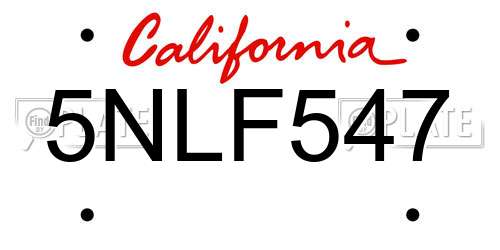 5NLF547 California License Plate