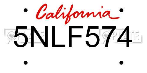 5NLF574 California License Plate