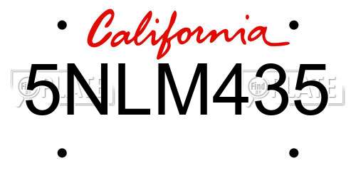 5NLM435 California License Plate