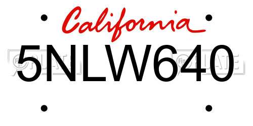 5NLW640 California License Plate