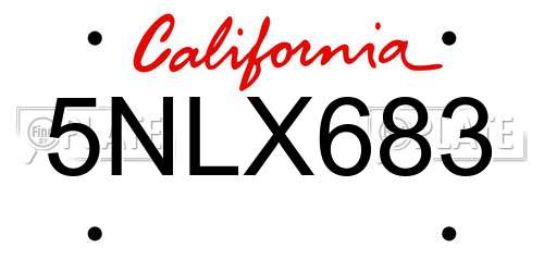 5NLX683 California License Plate