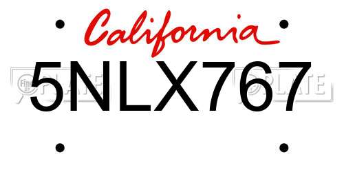 5NLX767 California License Plate