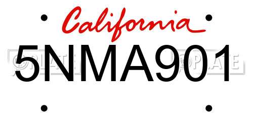 5NMA901 California License Plate