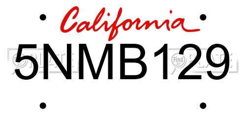 5NMB129 California License Plate