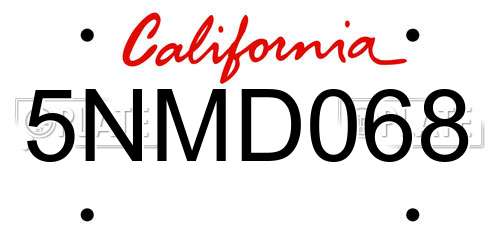 5NMD068 California License Plate