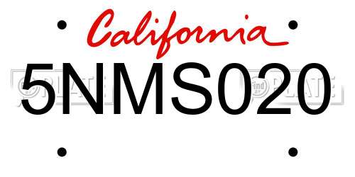 5NMS020 California License Plate