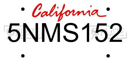 5NMS152 California License Plate